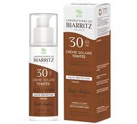 Laboratoires de Biarritz - Protector solar facial teñido ámbar - SPF30 - ALGA MARIS® certificado orgánico - Protección UVA/UVB y luz azul - 50 ml - Fabricado en Francia