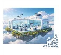 Laboratorio de Astronomía Futurista Puzzle de 1000 Piezas Papel para Adultos Isla Flotante Escena Celeste Puzzle para Toda la Familia Relajación Decoración 70x50cm/1000pcs