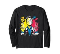 Laboratorio de letreros gráficos Smiling Scientist Double Peace Retro Pop Manga Larga