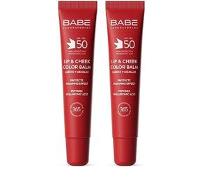 Laboratorios Babé - LIP & CHEEK SPF 50 CHERRY - Bálsamo Fotoprotector en Tono Nude| Alta Protección Solar SPF 50 | Hidratación y Efecto Volumen Natural | Para Labios y Mejillas (Paquete de 2)