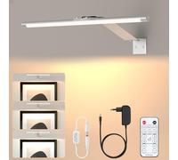 LABOREDUCER Lámpara LED de fotos plateada con cable, enchufe en mando a distancia, regulable, 3000 K, blanco cálido, temporizador giratorio, moderno, interior LED, aluminio, 32 cm, regulable