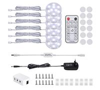 LABOREDUCER Lámpara LED para armario de cocina, 12 V, 6 unidades, con cable, mando a distancia, regulable, con enchufe e interruptor, iluminación de vitrina para cocina, armarios