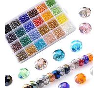 LABOTA 1200pcs Cuentas de cristal facetado para Collar Pulsera Manualidades Bricolaje, 24 colores