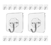 LABOTA Ganchos Adhesivos Para Pared, 20PCS Colgadores Adhesivos Resistentes Transparentes, colgador adhesivo con Ganchos inoxidables, Perchas Adhesivas Para Toallas