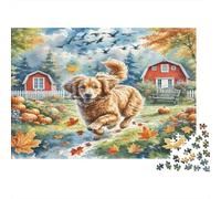 Labradoodle Challenging Adult Jigsaws Goldendoodle in Autumn Leaves Educational Games Suitable for Decompression & Wall Decor 52x38cm/1000pcs