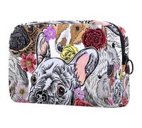 Labradoodle Collie Pug French Bulldog - Bolsa de cosméticos para mujer, neceser de viaje, bolsa organizadora de maquillaje grande con cremallera, multicolor, 18.5x7.5x13cm/7.3x3x5.1in, Neceser