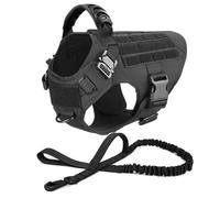 Labrador Alemán Pastor Camping Training Arnés De Caza con Control De Hebilla De Metal Maneja Arnés De Perros De Nylon Ajustable Y Set De Correa,Negro,S