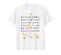 Labrador Amarillo Divertido Jugando con Nota Musical Camiseta gráfica económica, Hombre, Blanco, L