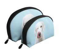 Labrador Divertido, Bolsa de Maquillaje de Concha, Monedero pequeño para Mujer, Bolsa de artículos de tocador, Bolsa de cosméticos, 2 Piezas