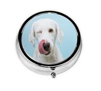 Labrador divertido, Pastillero, Pastillero redondo Pequeño contenedor de pastillas Organizador de pastillas de viaje