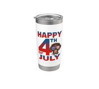 Labrador Dog American Flag Sunglasses Happy 4th of July Vaso térmico de acero inoxidable de doble pared