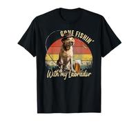 Labrador Dog Retro Vintage Día del Padre Divertido Pescador Camiseta