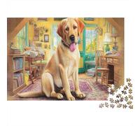 Labrador en Cozy Study - Puzzle 1000 Piezas Mascotas | para Toda La Familia | Rompecabezas Regalo Navidad 52x38cm/1000pcs