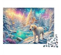 Labrador en un país de Las Maravillas de Invierno nevado y Brillante Puzzle De 1000 Piezas Perro Lindo Juego De Puzzle Familiar para Todas Las Edades 38x26cm/1000pcs