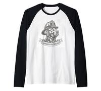 Labrador Fire Brigade Dog Firefighter Vintage Style Camiseta Manga Raglan