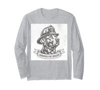 Labrador Fire Brigade Dog Firefighter Vintage Style Manga Larga