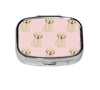 Labrador Golden Retriever Dog - Pastillero con 2 compartimentos, organizador portátil