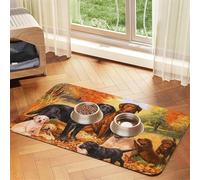 Labrador Labrador Golden Retriever Perro Agradeciendo Otoño,Tapete para Comida de Mascotas, manteles Individuales de Cuero sintético para Gatos y Perros,40x60cm