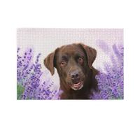 Labrador marrón Color Lavanda Perros Retriever, Rompecabezas de 1000 Piezas, Rompecabezas de Madera para Toda la Familia, decoración de Pared para Adultos y Adolescentes.