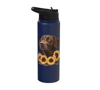 Labrador marrón con girasoles Stainless Steel Insulated Water Bottle