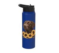 Labrador marrón con girasoles Stainless Steel Insulated Water Bottle