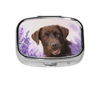 Labrador Marrón Lavanda Perros Retriever, Pastillero cuadrado para bolsillo o monedero, pequeño contenedor de pastillas, organizador de pastillas de viaje