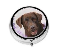 Labrador Marrón Lavanda Perros Retriever, Pastillero, Pastillero redondo Pequeño contenedor de pastillas Organizador de pastillas de viaje