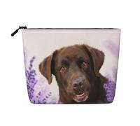 Labrador marrón, Perro Lavanda, Retriever,Neceser de Maquillaje de imitación Lino, Neceser de Viaje portátil