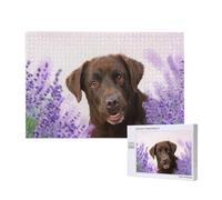 Labrador marrón, Perro Lavanda, Retriever,Rompecabezas de Madera de 1000 Piezas para Adultos y Adolescentes.