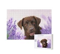 Labrador marrón, Perro Lavanda, Retriever,Rompecabezas de Madera de 300 Piezas, Juego Familiar, Rompecabezas para Adultos, Adolescentes, decoración del hogar