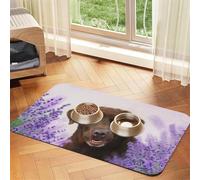 Labrador marrón, Perro Lavanda, Retriever,Tapete para Comida de Mascotas, manteles Individuales de Cuero sintético para Gatos y Perros,40x60cm