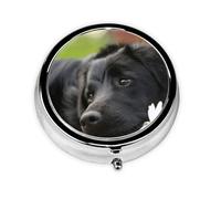 Labrador Negro Manzanilla Perros Retriever Negro, Pastillero, Pastillero redondo Pequeño contenedor de pastillas Organizador de pastillas de viaje