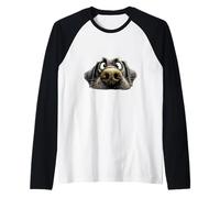 Labrador Negro 'Schmoozing' Camiseta Manga Raglan