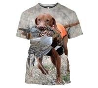 Labrador Perro de Caza con Pato Impresión 3D Camiseta Mujeres Hombres Manga Corta Moda Pullover Deportivo Tops Streetwear