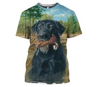 Labrador Perro de Caza con Pato Impresión 3D Camiseta Mujeres Hombres Manga Corta Moda Pullover Deportivo Tops Streetwear