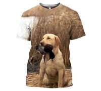 Labrador Perro de Caza con Pato Impresión 3D Camiseta Mujeres Hombres Manga Corta Moda Pullover Deportivo Tops Streetwear