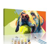 Labrador Pintar por Numeros Adultos, 2026 Adultos Principiantes DIY Kit 80x160cm Perro Paint by Numbers Pinturas Acrílica con 3 Pinceles de Lienzo, Decor para el Hogar Creativo Regalo de Pared XY#922