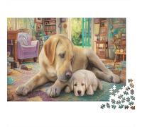 Labrador Retriever 1000 Piezas Cartón Grueso Rompecabezas Clásicos Pareja Socios Entrenamiento Cerebral Decoración De Paredes Idea De Regalo 70x50cm/1000pcs