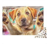Labrador Retriever 1000 Piezas Rompecabezas Colorido Actividades Familiares Yellow Labrador ondeando Jigsaw Desafíos Difíciles para Regalo 70x50cm/1000pcs