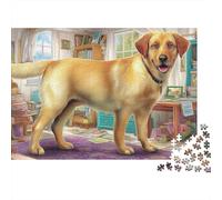 Labrador Retriever 1000 Piezas Rompecabezas Colorido DecoracióN Familiar Yellow Labrador de pie Jigsaw Desafíos Difíciles para Regalo 38x26cm/1000pcs
