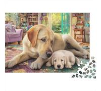Labrador Retriever 1000 Piezas Rompecabezas Creativo Actividades Familiares Labrador con Cachorro Jigsaw Juegos Educativos para Familiares Y Amigos 52x38cm/1000pcs