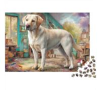 Labrador Retriever 1000 Piezas Rompecabezas Divertidos DecoracióN Familiar Yellow Labrador de pie Jigsaw Desafíos Difíciles para Familiares Y Amigos 70x50cm/1000pcs