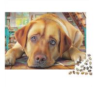 Labrador Retriever 1000 Piezas Rompecabezas Imposible DecoracióN Familiar Yellow Labrador acostado en el Piso Jigsaw Desafíos Difíciles para Adultos 52x38cm/1000pcs