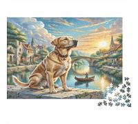 Labrador Retriever 1000Pc Puzzle for Adults & Kids Dog by River at Sunset Fun Present & Activity for Home Age 12 Years Up 70x50cm/1000pcs