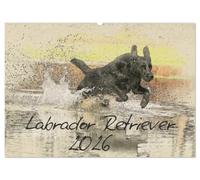 Labrador Retriever 2026 (Wandkalender 2026 DIN A2 quer), CALVENDO Monatskalender: Labradorkalender im kunstvollen Aquarell-Stil. Wer außergewöhnliche ... gleicht jedes Motiv einem kleinen Kunstwerk