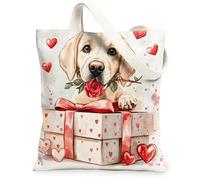 Labrador Retriever - Bolsa de lona para compras, 13 x 15 pulgadas, regalo divertido para el día de San Valentín, bolsa de comestibles reutilizable para mujeres, patrón de viaje para mascotas