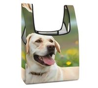 Labrador Retriever Dog Lazy Time - Divertida bolsa de comestibles reutilizable impresa y plegable, lavable, bolsa de almacenamiento ligera con asa