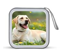 Labrador Retriever Dog Lazy Time - Funda protectora de plástico duro con cordón, organizador de almacenamiento portátil para el hogar, coche, 40 CD, Estilo:, Talla única