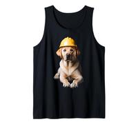 Labrador Retriever Dog Yellow Hard Hat Trabajador de la Construcción Camiseta sin Mangas