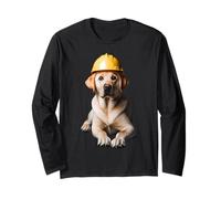 Labrador Retriever Dog Yellow Hard Hat Trabajador de la Construcción Manga Larga
